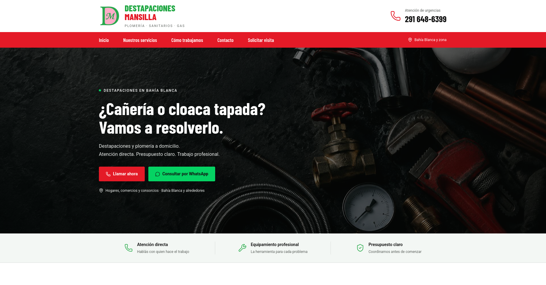 Proyecto Destapaciones Mansilla — Página Web