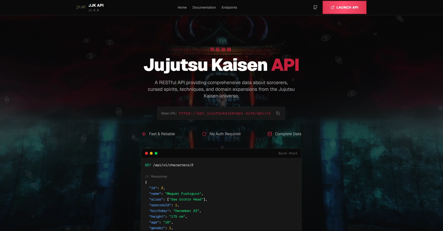 Proyecto JJK API — API / Docs